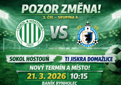 Změna místa a termínu utkání s Domažlicemi